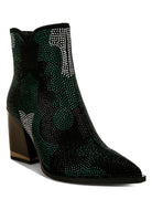 Women's Shoes - BootsZarka Rhinestones Embellished Block Heel Boots - VacationGrabs