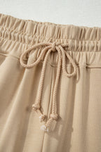 Solid Tee & Wide Leg Raw Hem Pants Set