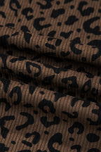 Leopard Elastic High Waist Loose Corduroy Pants
