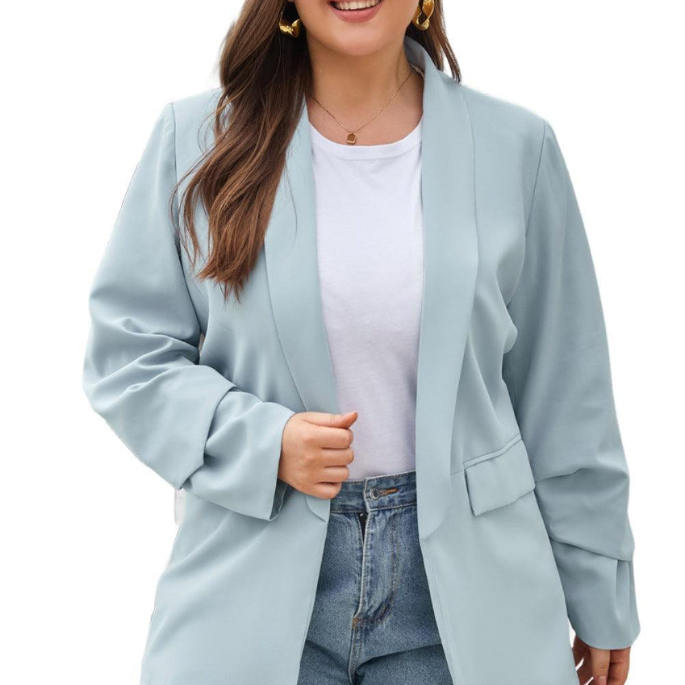 Women's Blazers Plus Size Shawl Collar Long Sleeve Blazer