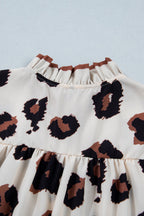 Leopard Ruffle Sleeve Button Up Blouse