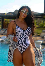 One-Piece Zebra Print Bathing Suit - VacationGrabs