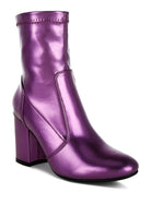 Women's Shoes - BootsTirana Metallic Pleather Sock Boots - VacationGrabs