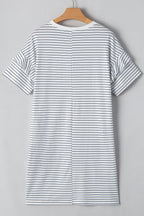 Stripe Ruffle Sleeve Crewneck T-Shirt Mini Dress