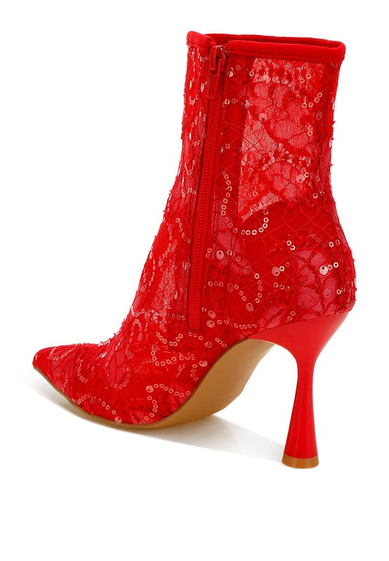 Women's Shoes - BootsSamia Sequin Lace Boots - VacationGrabs