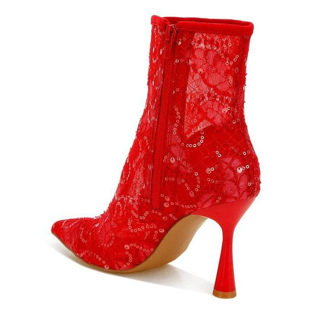 Samia Sequin Lace Boots - VacationGrabs