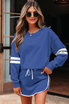 Varsity Stripe Pullover and Mini Skirt Set