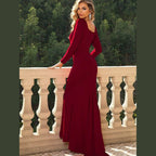 Square Neck Long Sleeve Dress - VacationGrabs