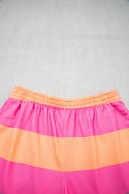 Stripe Half Zip Tee & Elastic Shorts Set