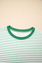 Stripe Ruffle Sleeve Crewneck T-Shirt Mini Dress