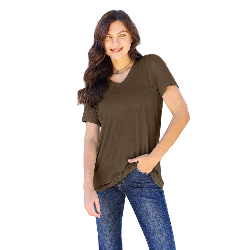 Basic Bae Full Size V-Neck Short Sleeve T-Shirt - VacationGrabs