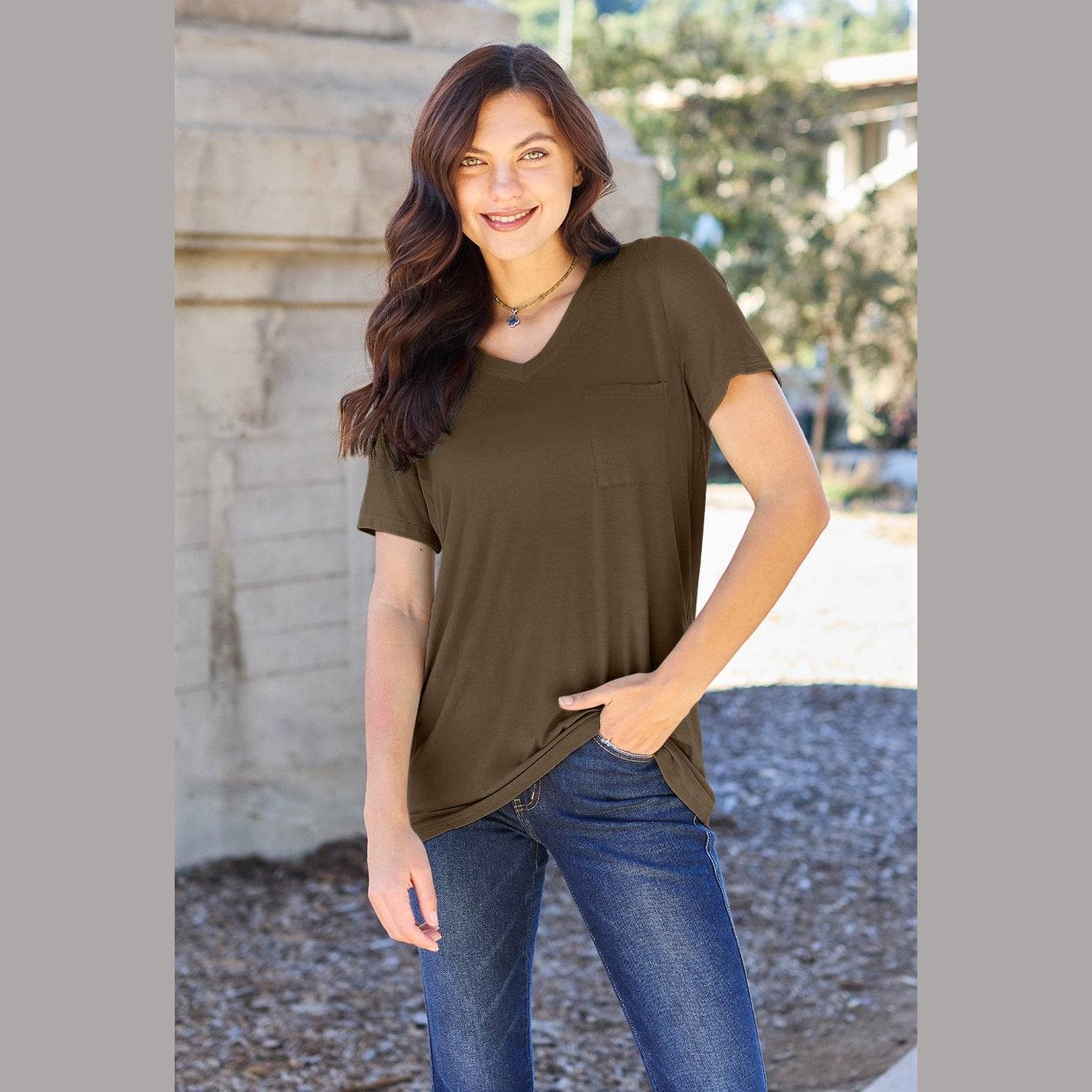 Basic Bae Full Size V-Neck Short Sleeve T-Shirt - VacationGrabs