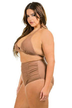 Swimwear - Two Piece High Waist With Rughe Front - VacationGrabs