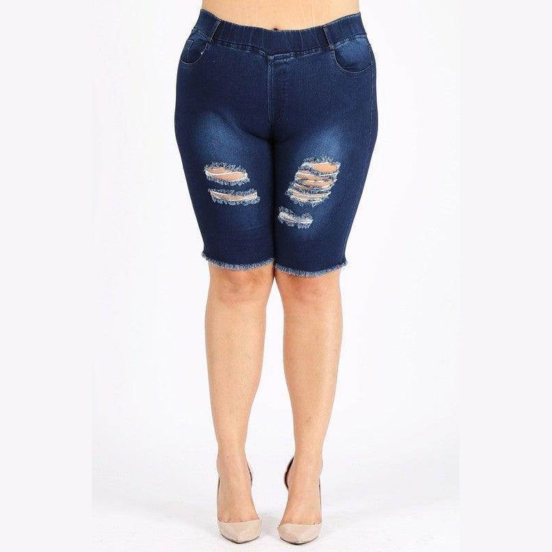 4X/5X-5X/6X Plus Size Jeggings Bermuda Shorts - VacationGrabs