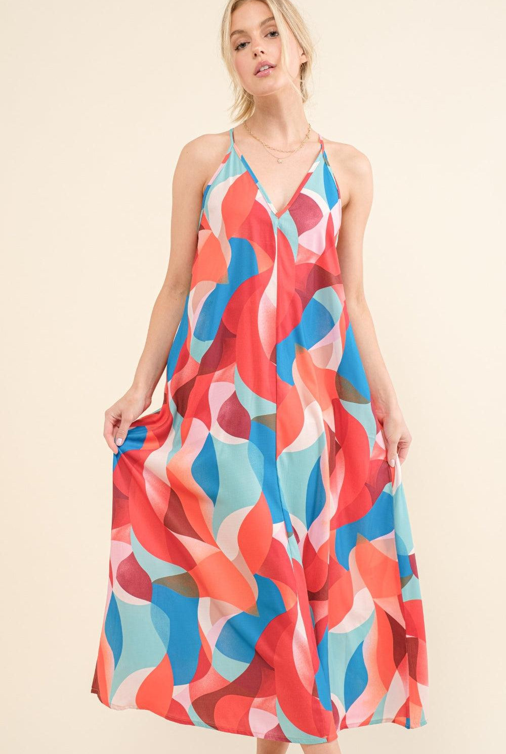 Women's Dresses And the Why Printed Crisscross Back Cami Dress