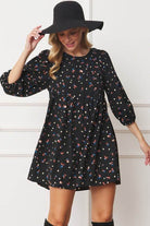 Abstract Polka Dot Bishop Sleeve Mini Dress - VacationGrabs