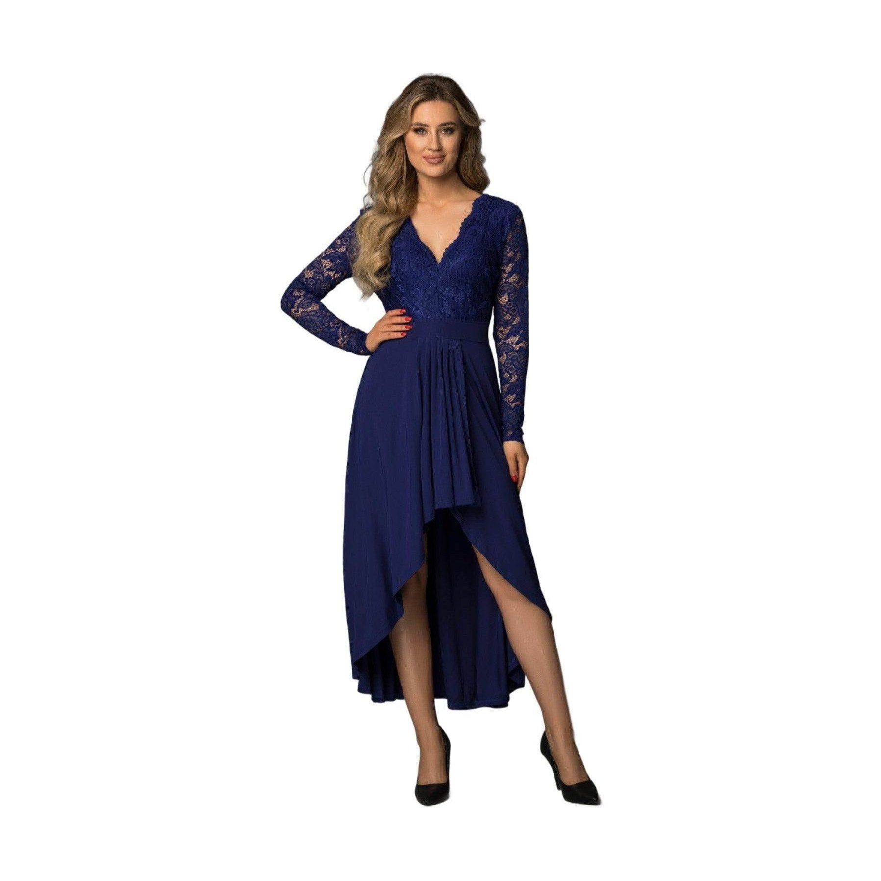 Lace High-Low V-Neck Dress - VacationGrabs