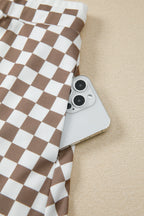 Checker Long Sleeve Top and Drawstring Mini Skirt Set
