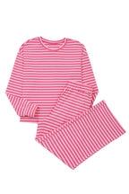 Stripe Drop Shoulder Top & Buttoned Pants Set