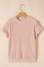 Solid Corded T-Shirt and Pants Set