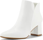 Women's Chunky Heel Ankle Boots with Pointed Toe, Side Zip