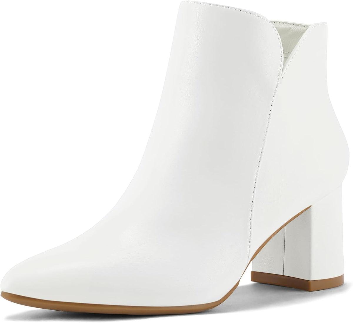 Women's Chunky Heel Ankle Boots with Pointed Toe, Side Zip