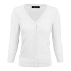 V-Neck Button Down Knit Cardigan Sweater - VacationGrabs