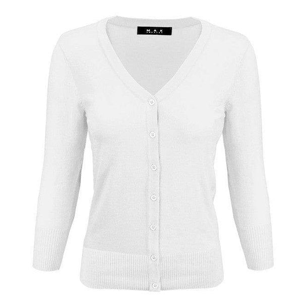 V-Neck Button Down Knit Cardigan Sweater - VacationGrabs