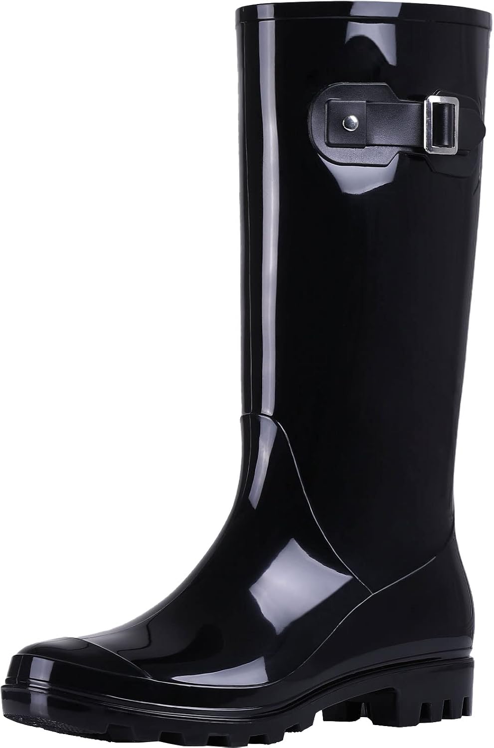 Women's Tall Waterproof Rubber Rain Boots, Knee High
