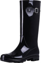 Women's Tall Waterproof Rubber Rain Boots, Knee High