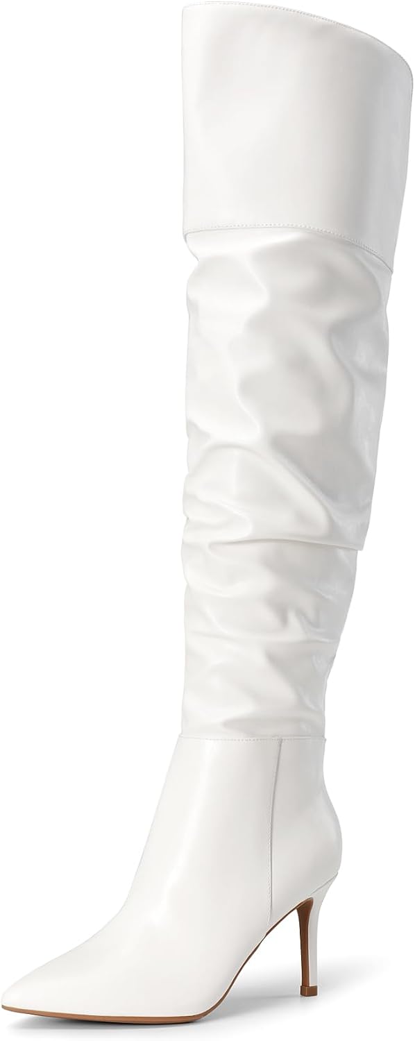Women's Over-the-Knee Stiletto Boots with Inner Zip, 3" Heel