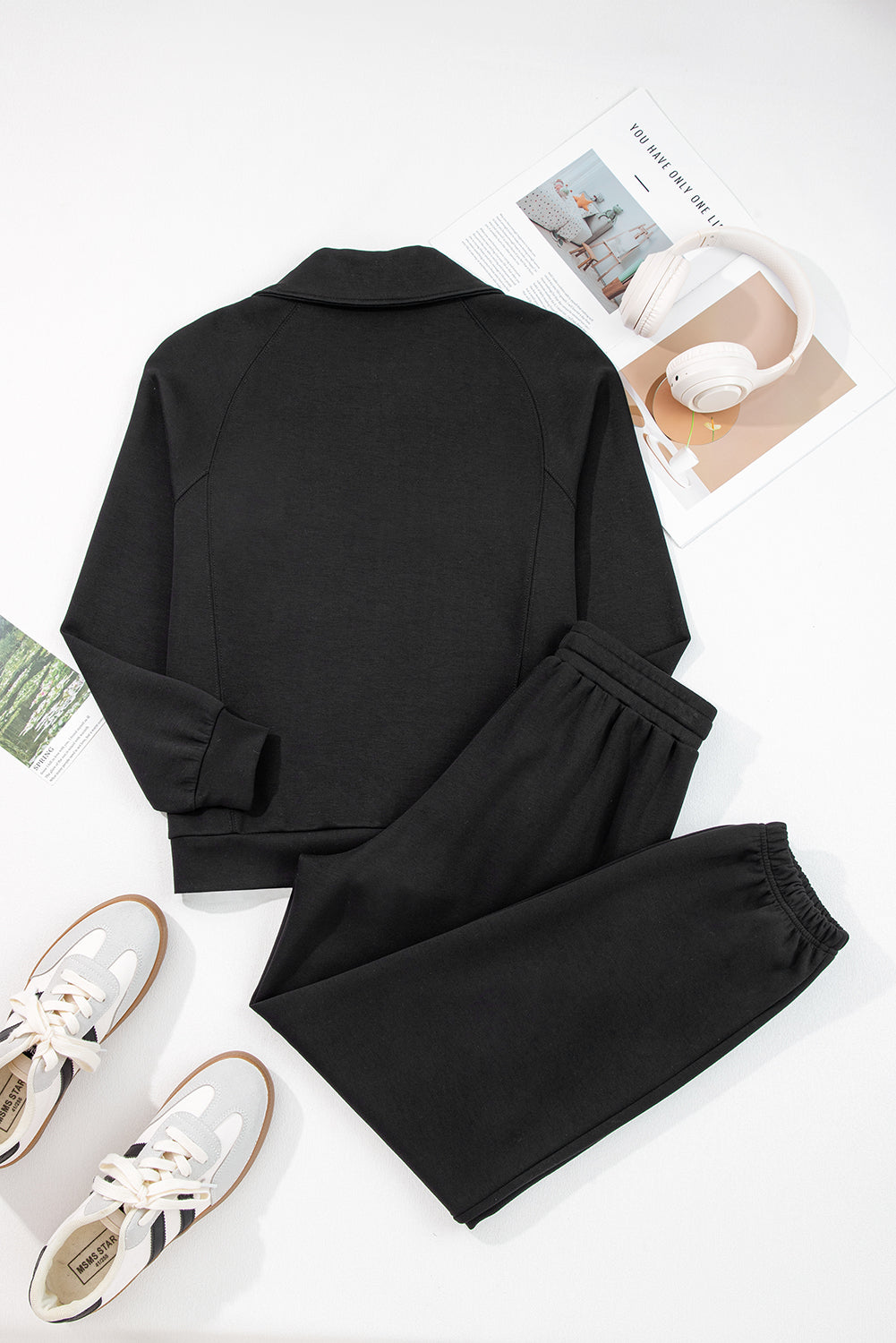 Ensemble pull col zippé et pantalon à cordon de serrage