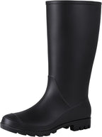 Women's Tall Waterproof Rubber Rain Boots, Knee High