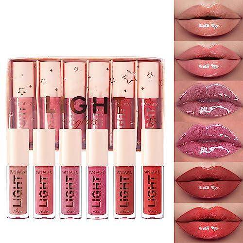 6PCS Hydrating Lip Gloss Neutral Nude Nourishing Glossy - VacationGrabs