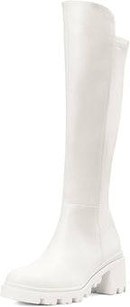 Women's Black Platform Knee High Boots with Lug Sole