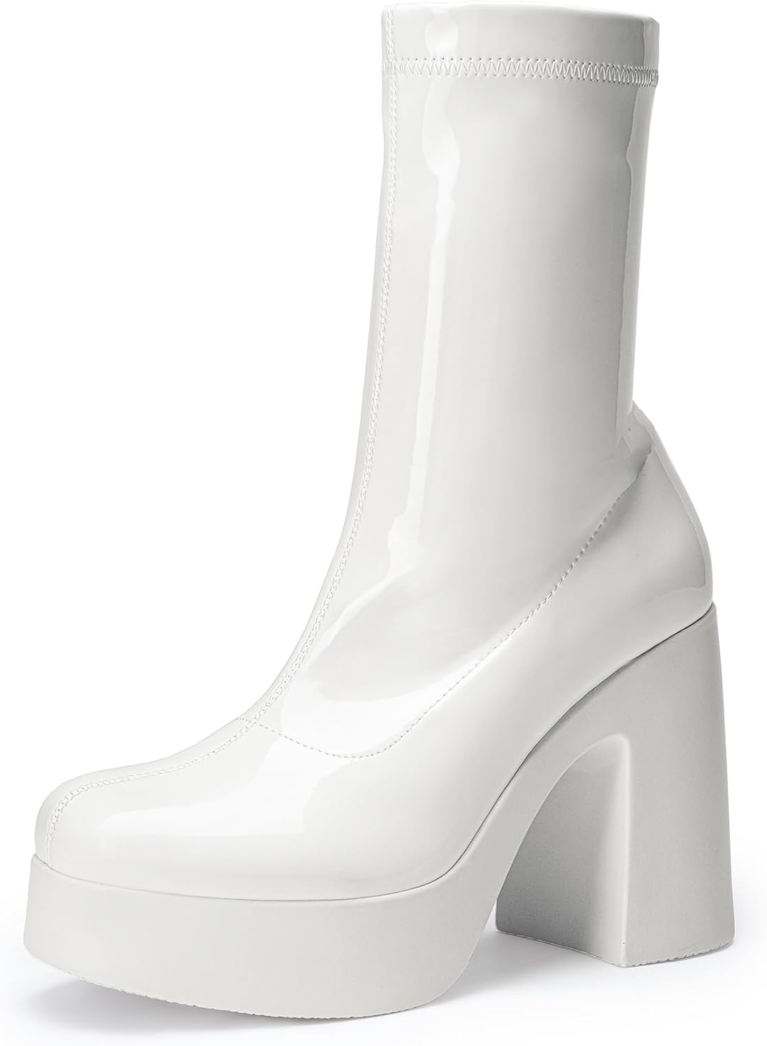 Women's Chunky Platform Gogo Ankle Boots with Side Zip