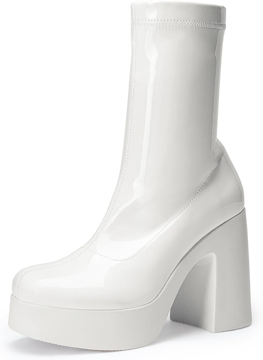 Women's Chunky Platform Gogo Ankle Boots with Side Zip