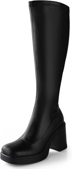 Women's Knee High Gogo Boots with Chunky Platform Heel
