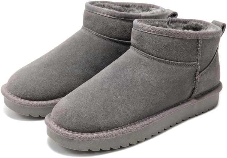 Women's Genuine Leather Ankle Boots with Faux Fur Lining