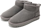 Women's Genuine Leather Ankle Boots with Faux Fur Lining
