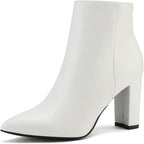 Women's Chunky Heel Ankle Boots with Faux Fur Lining
