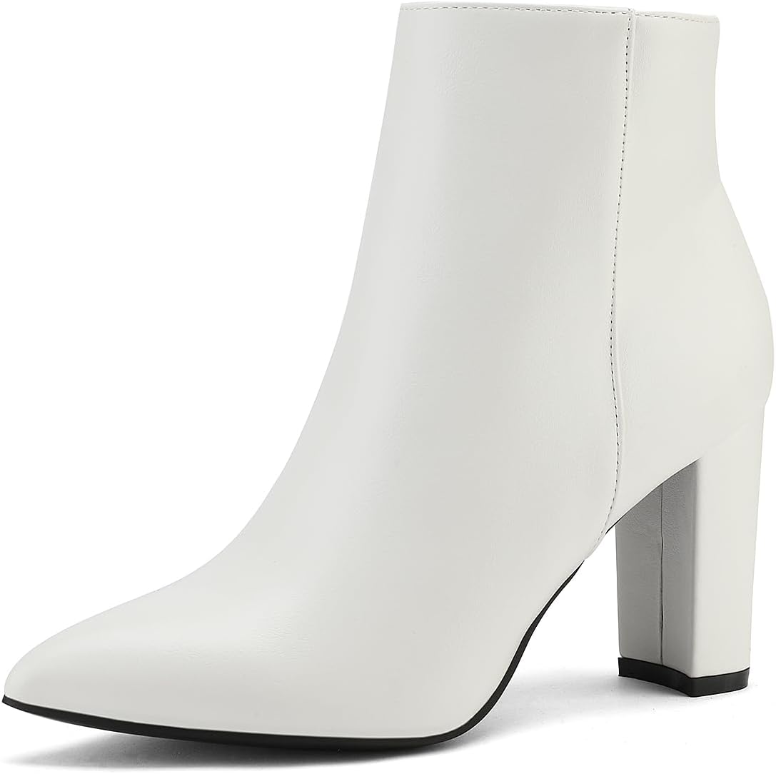 Women's Chunky Heel Ankle Boots with Faux Fur Lining