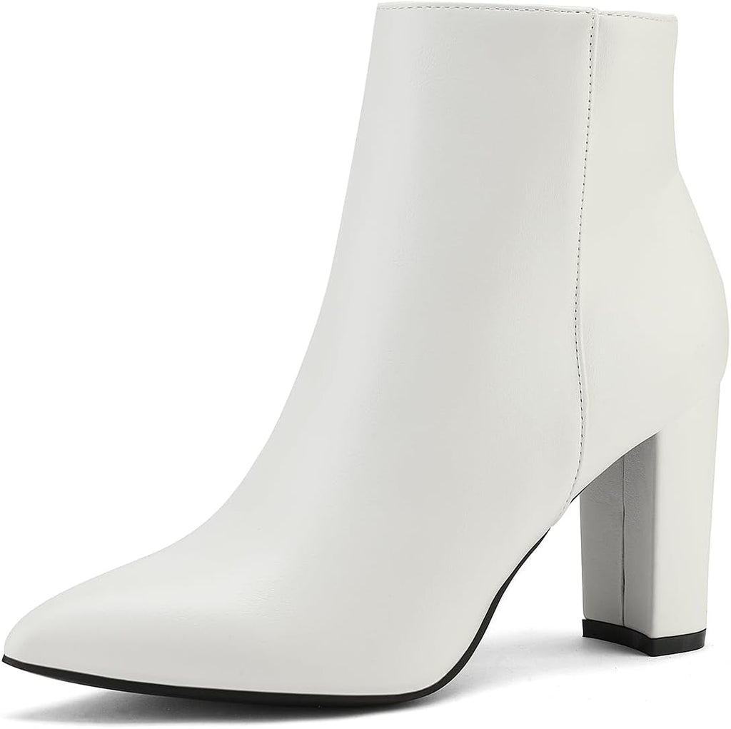 Women's Chunky Heel Ankle Boots with Faux Fur Lining