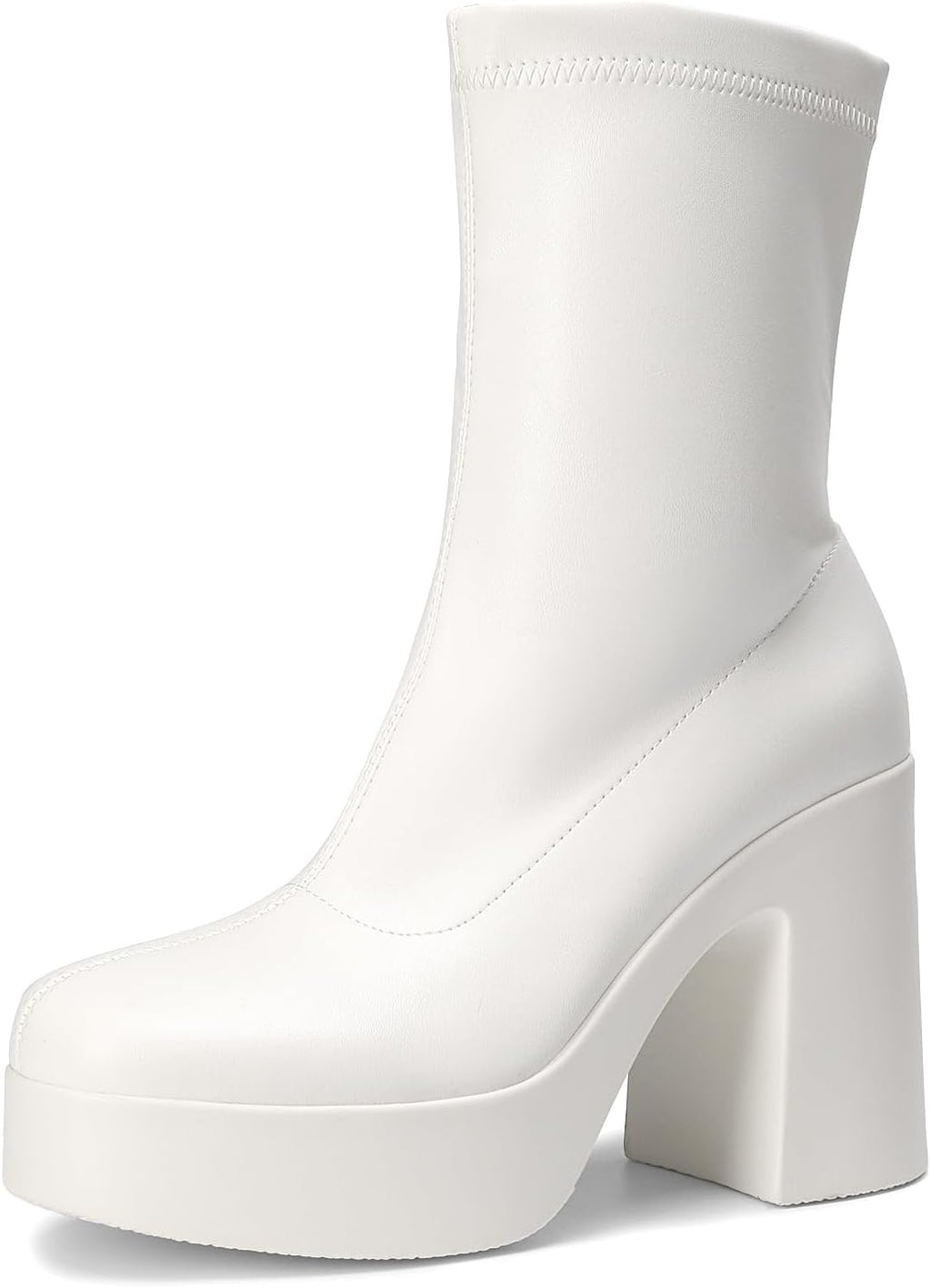 Women's Chunky Platform Gogo Ankle Boots with Side Zip