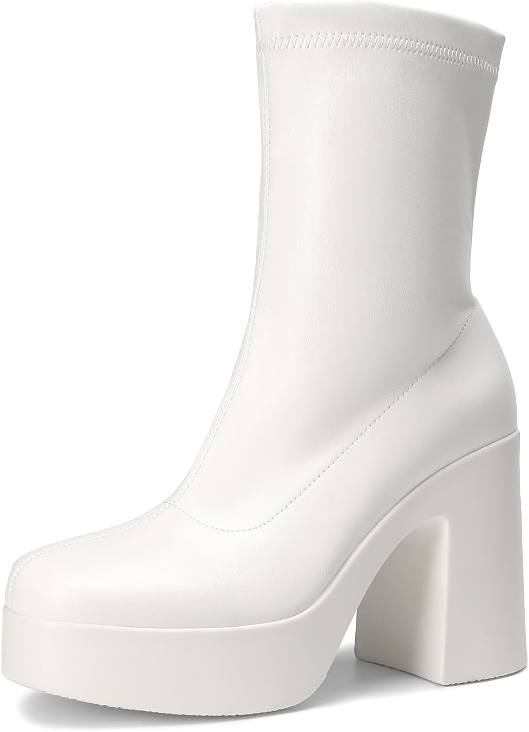 Women's Chunky Platform Gogo Ankle Boots with Side Zip