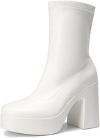 Women's Chunky Platform Gogo Ankle Boots with Side Zip