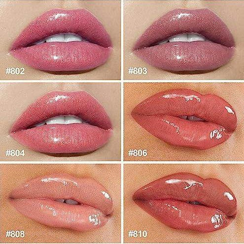 6PCS Hydrating Lip Gloss Neutral Nude Nourishing Glossy - VacationGrabs
