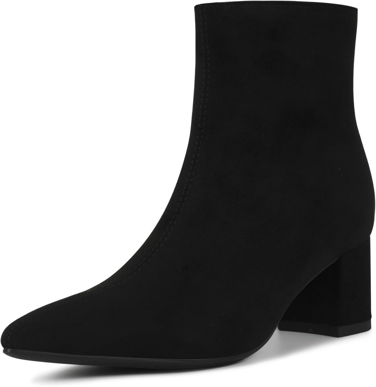 Women's Chunky Heel Ankle Boots, Pointed Toe Leather Booties