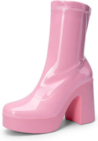 Women's Chunky Platform Gogo Ankle Boots with Side Zip