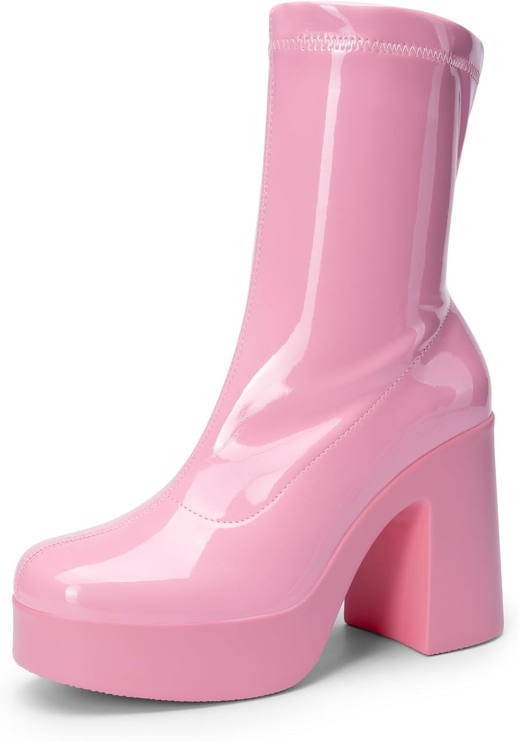 Women's Chunky Platform Gogo Ankle Boots with Side Zip